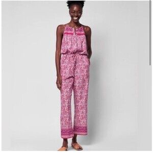 Faherty Vibrant Pink and White Jumpsuit